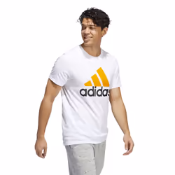 adidas Men's Badge of Sport Tee  White/Bright Orange/Black  X-Small