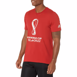 adidas Men's World Cup 2022 Tee Active Maroon (Emblem) Medium