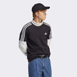 adidas Men's Essentials Single Jersey 3-Stripes T-Shirt  Black/White