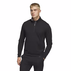 adidas Mens Elevated Quarter Zip Pullover Black Medium