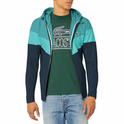 Lacoste Men's Colorblock Zip Up Hooded Sweatshirt OCELLE/ANSE-Marine Large