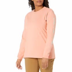 carhartt mens T-shirt Regular Sizes K231 Workwear Logo Long Sleeve T Shirt Regular Sizes   Hibiscus Heather  Medium US