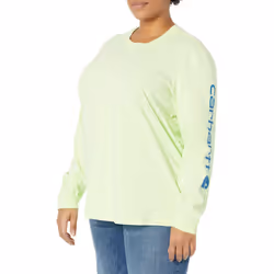 Carhartt Women's Loose Fit Heavyweight Long Logo Sleeve Graphic T-Shirt  Hint of Lime  XX-Large