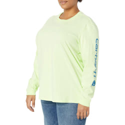 Carhartt Women's Loose Fit Heavyweight Long Logo Sleeve Graphic T-Shirt  Hint of Lime  XX-Large
