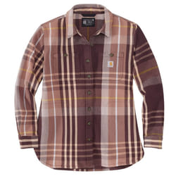 Carhartt Womens Loose Fit Heavyweight Twill LongSleeve Plaid Shirt  BlackBerry  Small