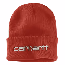 Carhartt Men's Knit Insulated Logo Graphic Cuffed Beanie Chili Pepper OFA