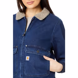 Carhartt Women's Relaxed Fit Denim Sherpa-Lined Jacket  Beech  X-Small