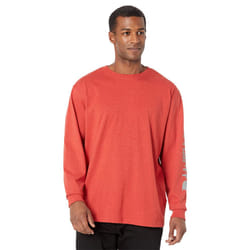 Carhartt Men's Big Loose Fit Heavyweight Long Logo Sleeve Graphic T-Shirt  Chili Pepper Heather  Large/Tall