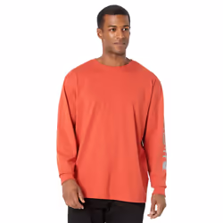Carhartt Men's Loose Fit Heavyweight Long Logo Sleeve Graphic T-Shirt  Chili Pepper Heather  XX-Large