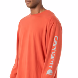 Carhartt Men's Loose Fit Heavyweight Long Logo Sleeve Graphic T-Shirt  Chili Pepper Heather  XX-Large
