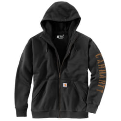 Carhartt Mens Rain Defender Loose Fit Fleece Lined Logo Graphic Sweatshirt  Black  Medium