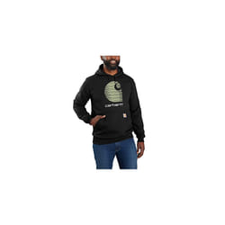 Carhartt Men's Rain Defender Loose Fit Midweight C Logo Graphic Sweatshirt  Black  X-Large