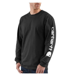 Carhartt Men's Loose Fit Heavyweight Long Logo Sleeve Graphic T-Shirt  Black