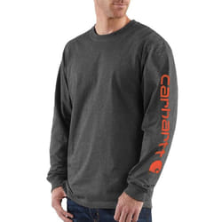 Carhartt Men's Loose Fit Heavyweight Long Logo Sleeve Graphic T-Shirt  Carbon Heather