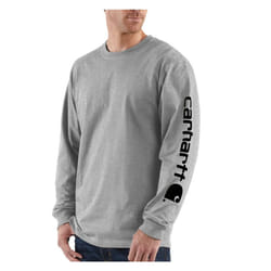 Carhartt Men's Loose Fit Heavyweight Long Logo Sleeve Graphic T-Shirt  Heather Grey
