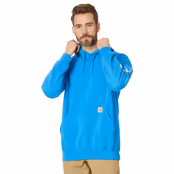 Carhartt Mens Loose Fit Midweight Logo Sleeve Graphic Sweatshirt  Atomic Blue