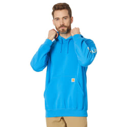Carhartt Mens Loose Fit Midweight Logo Sleeve Graphic Sweatshirt  Atomic Blue
