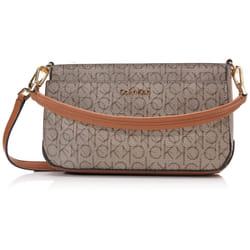 Calvin Klein Lucy Triple Compartment Shoulder Bag  Almond/Taupe/Carame