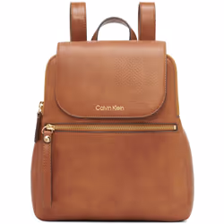 Calvin Klein Reyna Novelty Key Item Flap Backpack Caramel Combo One Size
