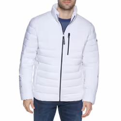 Calvin Klein Mens Lightweight Water Resistant Packable Down Puffer Jacket Standard and Big  Tall  White  Large