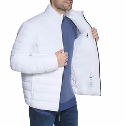 Calvin Klein Mens Lightweight Water Resistant Packable Down Puffer Jacket Standard and Big  Tall  White  Large