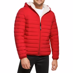 Calvin Klein Men's Hooded Down Jacket  Quilted Coat  Sherpa Lined  Dee