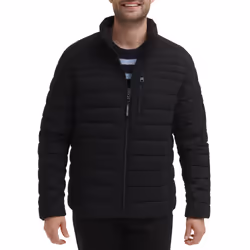 Calvin Klein Mens Lightweight Water Resistant Packable Down Puffer Jacket Standard and Big  Tall  Black Stretch  Small