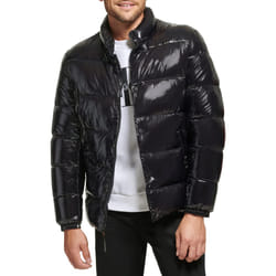 Calvin Klein Men's Snap Front Puffer Jacket  Black  Small