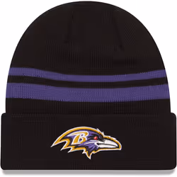 New Era Unisex-Adult NFL Official Sport Knit Classic Striped Knit Beanie Cold Weather Hat (Baltimore Ravens)