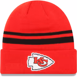 New Era Unisex-Adult NFL Official Sport Knit Classic Striped Knit Beanie Cold Weather Hat Kansas City Chiefs One Size