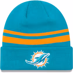 New Era Unisex-Adult NFL Official Sport Knit Classic Striped Knit Beanie Cold Weather Hat (Miami Dolphins)
