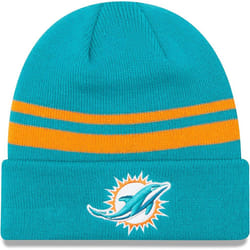 New Era Unisex-Adult NFL Official Sport Knit Classic Striped Knit Beanie Cold Weather Hat (Miami Dolphins)