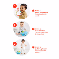 Skip Hop Dinosaur Pull Along Baby Musical Toy  3-in-1  Explore & More