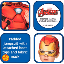 Rubie's Official Marvel Avengers Iron Man Deluxe Toddler Costume, Kids Fancy Dress, Age 2-3 years, (702035)