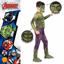 301731S Hulk Child's Costume Kids Fancy Dress, Boys, Multi, 7-8 Years