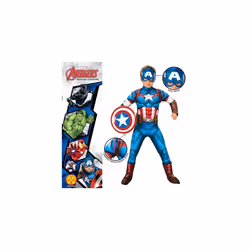 301736XXS Captain America Deluxe Kids Fancy Dress, Boys, Multicolour, 3-4 Years