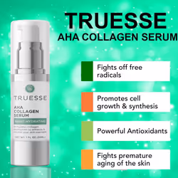 TRUESSE AHA Collagen Serum - Serum for Face - Collagen Peptide - Nighttime Moisturizer - Anti-Aging Serum - Overnight Facial Serum  1 fl oz