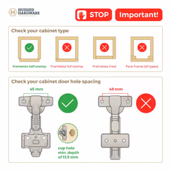 Hushed Hardware 10 Pack Frameless Half Overlay Adjustable Closing Speed Soft Close Cabinet Hinges. Premium Soft Close Hinges for Kitchen Cabinets. Sel