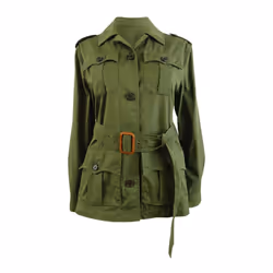 Lauren Ralph Lauren Women's Petite Belted Twill Field Jacket (6P Dark Olive)