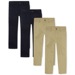 The childrens Place Boys Stretch chino Pants  FlaxNew Navy 4 Pack  4