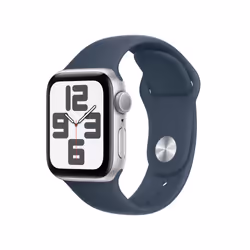 Apple Watch SE GPS 40mm Silver Aluminium Case with Storm Blue Sport Band - S/M, OLED, Touchscreen, 32 GB, Wi-Fi, GPS (satelli ...