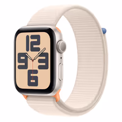 Apple Watch SE GPS 44mm Starlight Aluminium Case with Starlight Sport Loop, OLED, Touchscreen, 32 GB, Wi-Fi, GPS (satellite), ...