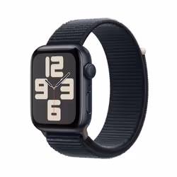 Apple Watch SE GPS 44mm Midnight Aluminium Case with Midnight Sport Loop, OLED, Touchscreen, 32 GB, Wi-Fi, GPS (satellite), 3 ...