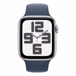 Apple Watch SE GPS 44mm Silver Aluminium Case with Storm Blue Sport Band - M/L