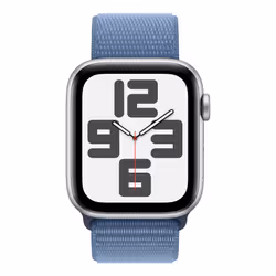 Apple Watch SE GPS 44mm Silver Aluminium Case with Winter Blue Sport Loop