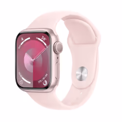 Apple Watch Series 9 GPS 41mm Pink Aluminium Case w/ Light Pink Sport Band - S/M, Touchscreen, 64 GB, Wi-Fi, GPS (satellite), ...