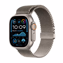 Apple Watch Ultra 2 GPS + Cellular 49mm Natural Titanium Case with Natural Titanium Milanese Loop - S, OLED, Touchscreen, 64  ...