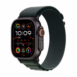 Apple Watch Ultra 2 GPS + Cellular 49mm Black Titanium Case with Dark Green Alpine Loop - Medium, OLED, Touchscreen, 64 GB, W ...