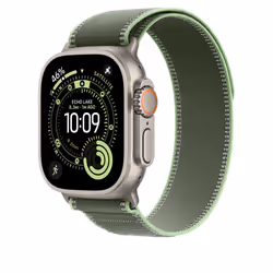 Apple 49mm Green/Neon Trail Loop - M/L - Natural Titanium Finish Band Titanium, Polyester, Spandex, Nylon - Additional view 2