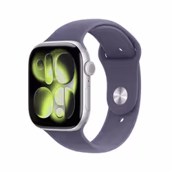 Apple Watch Series 11 GPS 46mm Silver Aluminium Case with Purple Fog Sport Band - M/L